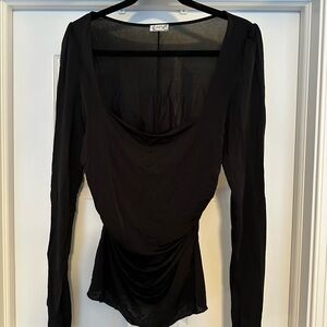Free People Black Long SleeveTop Blouse